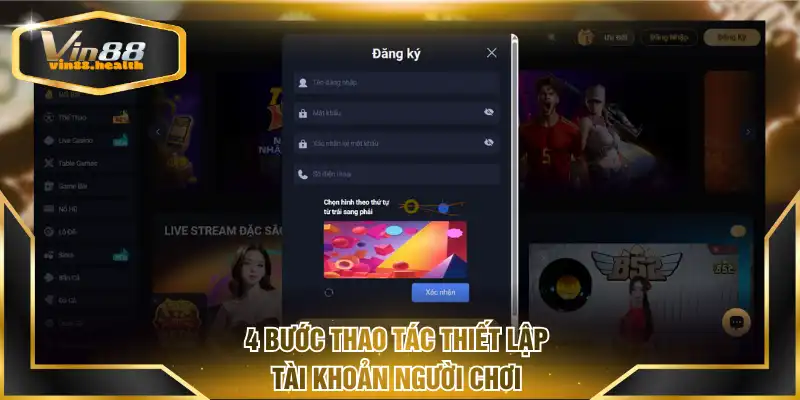 4 bước thao tác thiết lập tài khoản người chơi 
